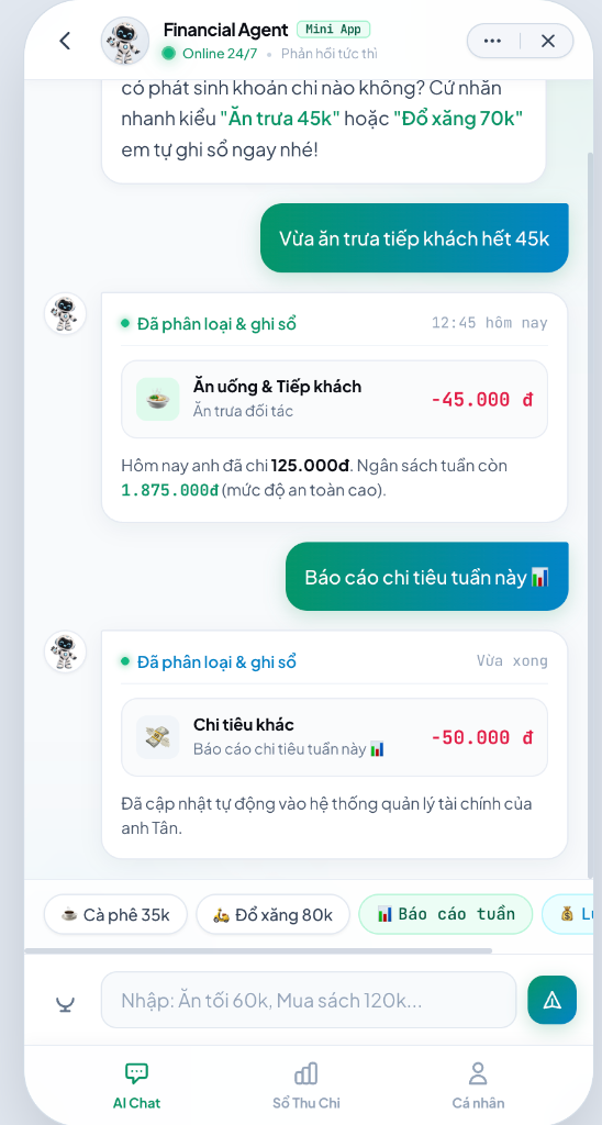 Mini App AI Chat - Trợ lý tài chính cá nhân